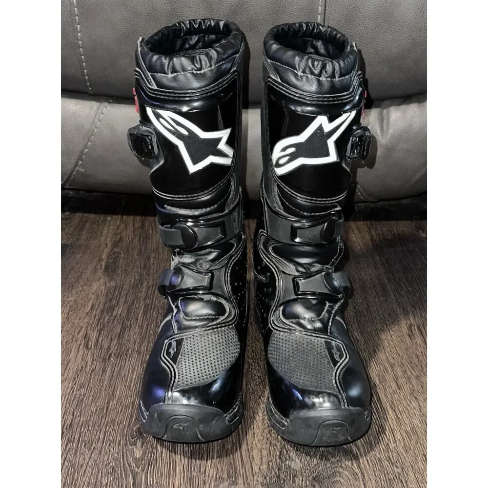 Alpinestars Youth Tech 3s Kids Motocross Dirt Bike Boots Kids Size 4 Black